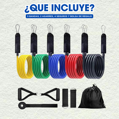 BANDAS ELASTICAS PRO+ BOLSA GRATIS | EJERCITATE EN CUALQUIER LUGAR